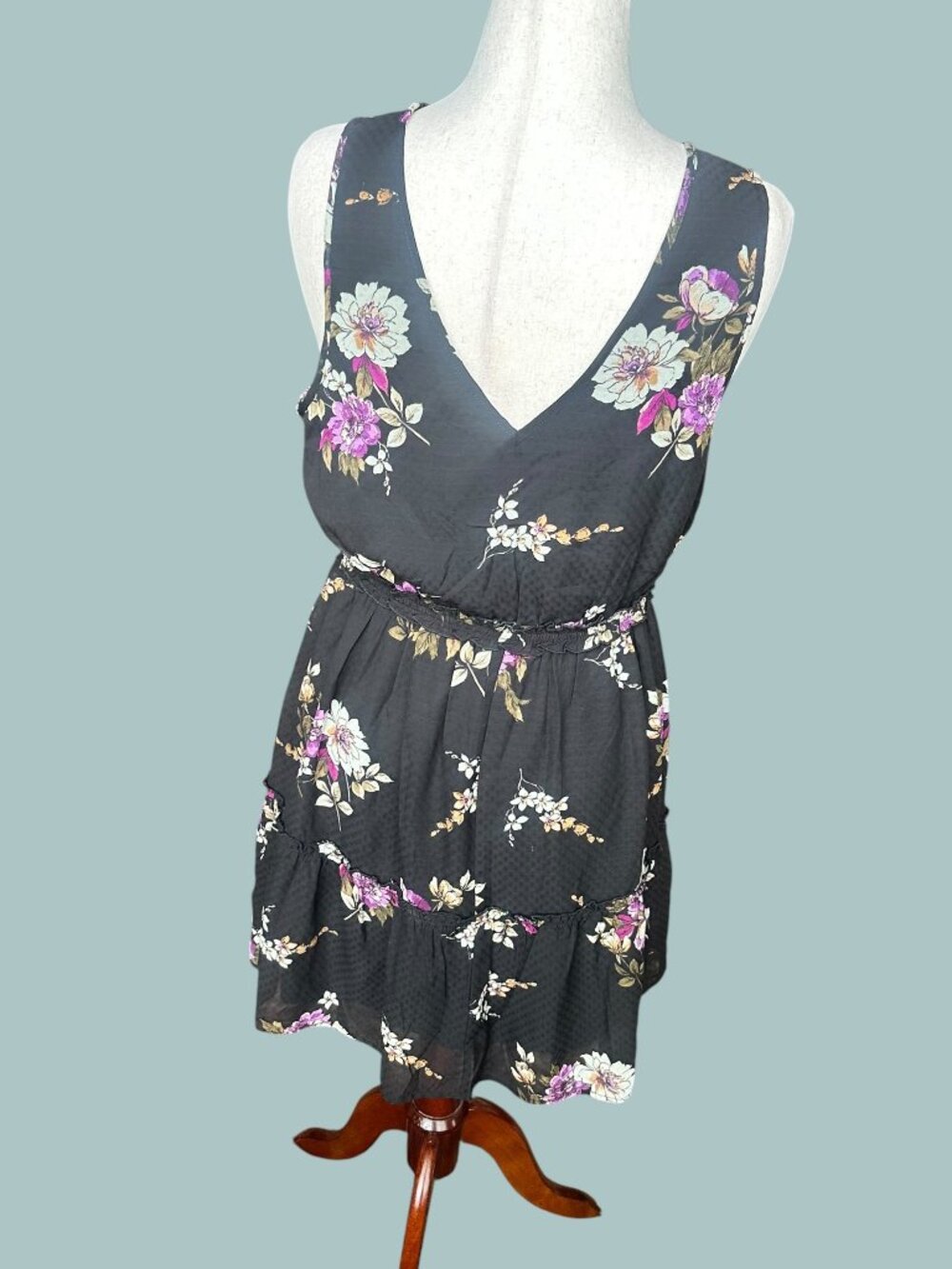 Speechless Floral Babydoll Dress XXL Black Sleeveless Mini Dress